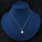 Eleganza Gold Diamond Pendant Set with Chain - Image 2