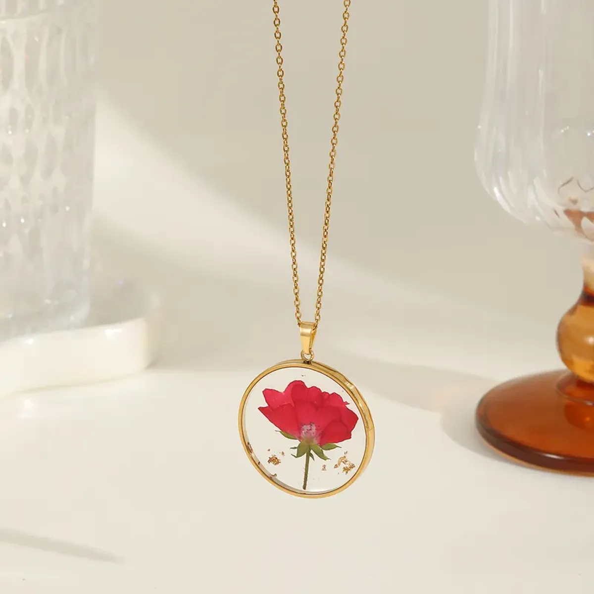 image_1 (2) Anti-Tarnish Golden Petals Statement pendant - Image 1