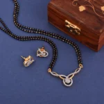 Golden Union Mangalsutra Set with Chain with Earrings - Image 2