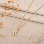 Eleganza Gold Diamond Pendant Set with Chain