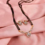 Golden Union Mangalsutra Set with Chain with Earrings - Image 3