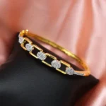 Gold Plated Zircon Studded Bracelet with Adjustable Lock System