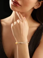 Gold Plated Zircon Studded Bracelet with Adjustable Lock System - Image 2