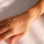 Haath Noor Gold Plated Pearl Bracelet Ring