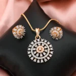 Golden Stardust Elegance Pendant Set with Chain and Earrings - Image 4