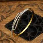 Gold Plated Zircon Studded Bracelet with Adjustable Lock System