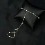 Haath Noor Gold Plated Pearl Bracelet Ring - Image 4