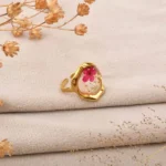 Anti-Tarnish PetalGlow Handcrafted Gold Plated Adjustable Ring - Image 2