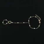 Haath Noor Gold Plated Pearl Bracelet Ring - Image 3