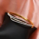 Gold Plated Zircon Studded Bracelet with Adjustable Lock System